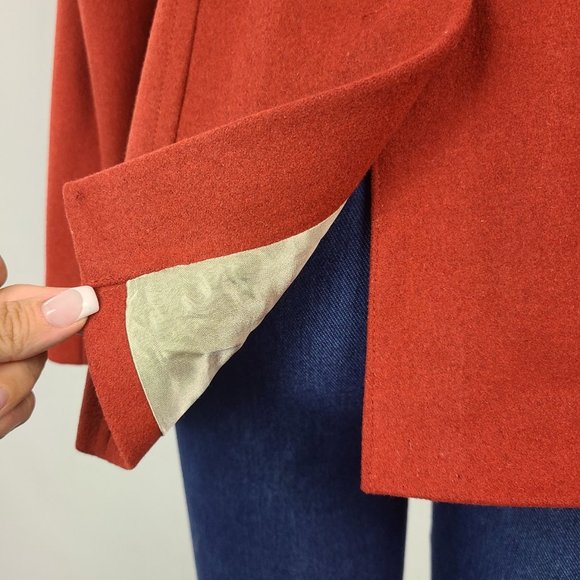 Bob Timberlake Size M Wool Rust Colored Double Breasted Pea Coat - Picture 13 of 16